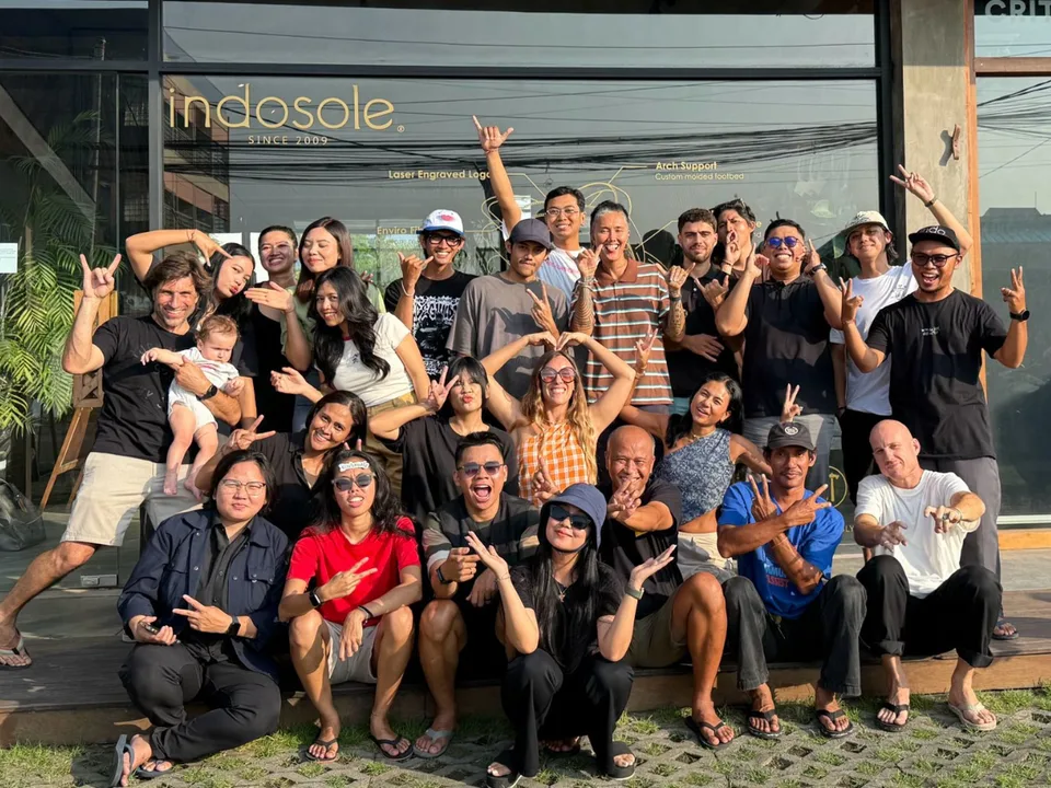 The Indosole team gathered outside their store in Bali